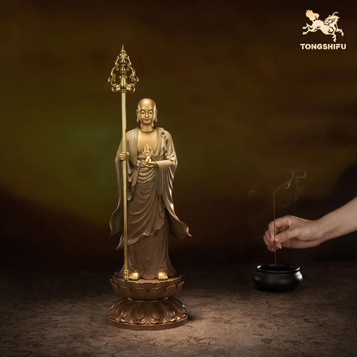 铜师傅《大愿地藏(泥金版)》中式禅意佛像铜摆件 铜像家居工艺品 商品图4