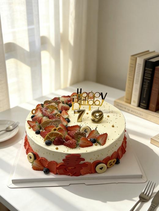 【优品系列】---【水果款寿】长辈蛋糕 商品图1