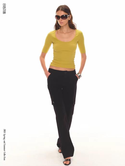 Evistub girls/E-6CDX1816/美式休闲基础U领打底T恤 商品图3