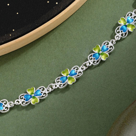 子佩集【四叶清尘】S990银手链【MXSL012】花丝珐琅彩2510 商品图7