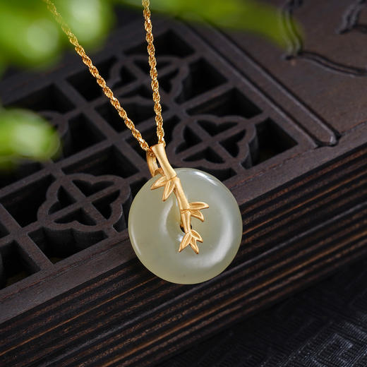 子佩集S925银【玉莹】和田玉套链项链【WSB7187】国潮镀金平安扣2509 商品图3