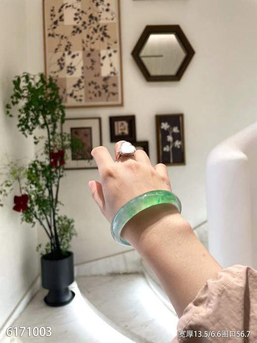 高冰种飘翠手镯【6171003】圈口56.7~具体价格微信咨询 商品图7