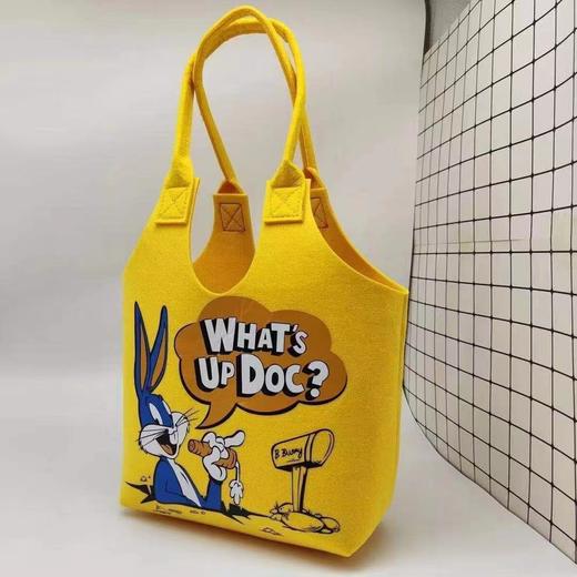 【防刮耐磨！卡通印花手提袋】新款大容量网红二家卡通手提毛毡学生手提袋手提包超萌可爱兔子。xa 商品图4