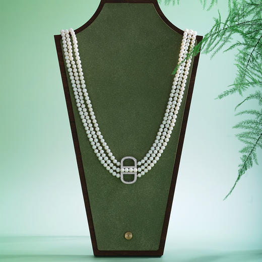 子佩集【玲珑之境】珍珠AOYA奥雅毛衣链【XXMYL003】4mm珠日字扣三层2512 商品图0