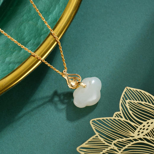 子佩集S925银【诗云】和田玉套链项链【WSB7804】镀金和田玉2509 商品图0