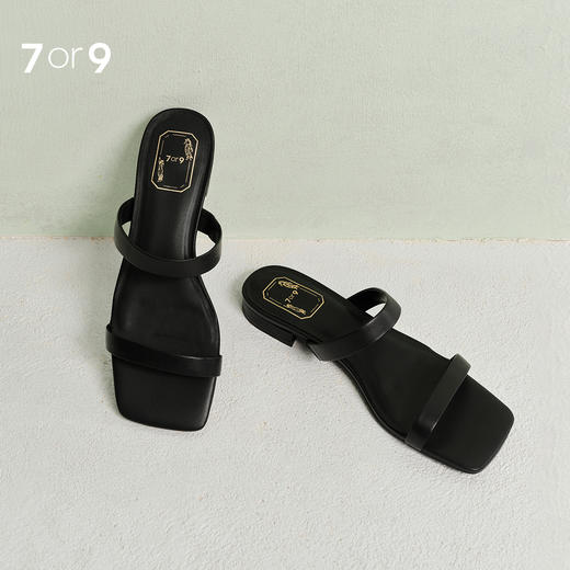 7or9露趾凉鞋一字带平底凉拖香豌豆 商品图0