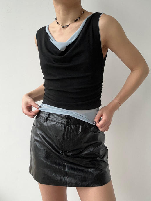 SIJIA｜AW2520 黑油蜡皮短裙（含裤子内胆） 商品图0