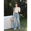 鹿向南「夏风罗曼」蓝色阔腿牛仔裤女春夏拼接高腰显瘦宽松长裤子 商品缩略图4