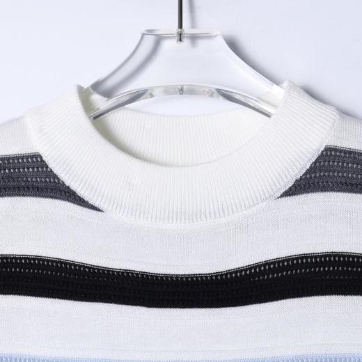 65184SDSA男装2026新款高贵轻奢简约商务撞色条纹圆领短袖T恤百搭上衣 商品图1