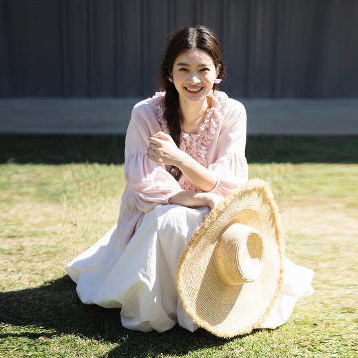 特绽放162朵/庄园衬衫*21支精梳亚麻复古手工木耳边领泡泡袖衬衫 商品图2