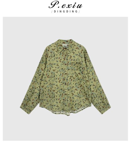 03-4潘依绣丁丁宠粉【绿芜】氛围感复古港风Polo领百搭长袖衬衫 Q6353 商品图0