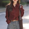 LONGNVFAIR安可拉红灯芯绒全棉衬衫 经典衬衫剪裁 自带复古氛围感 上身气质拉满 商品缩略图7