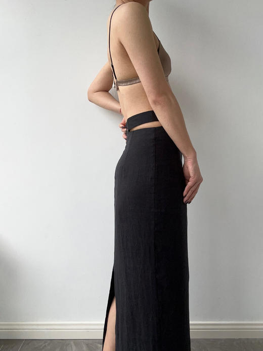 SIJIA｜SS2611 黑色棉麻镂空半裙 商品图2