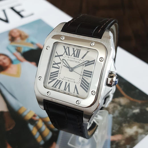 【95新】CARTIER 卡地亚W20106X8自动机械机芯35.6*44.2MM（中性款）山度士系列精钢160326AK15 商品图1