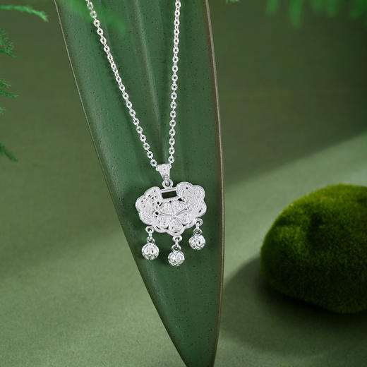 子佩集【四叶花锁】S990银套链【QFTL015】花丝锁项链2510 商品图2