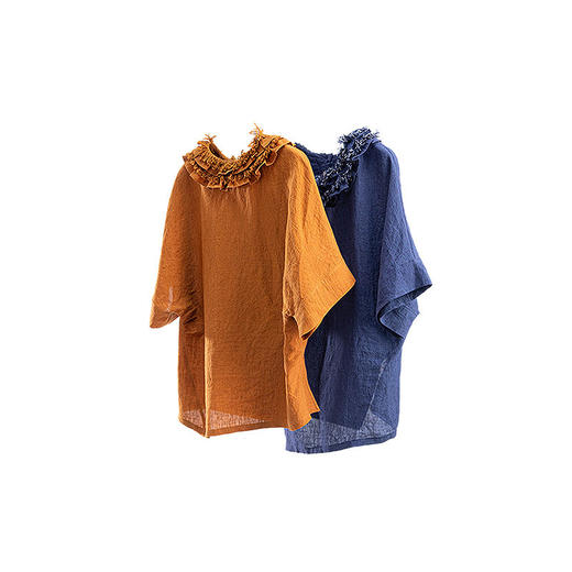 绽放138朵/美神小衫*高支色织亚麻设计感花边拼接连身中袖衬衫女 商品图4