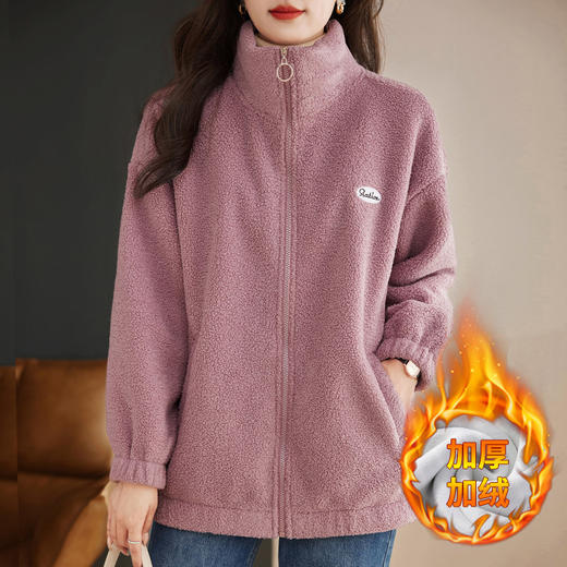 加绒加厚羊羔绒外套女冬季2025新款颗粒绒大码女士爆款摇粒绒上衣 商品图1