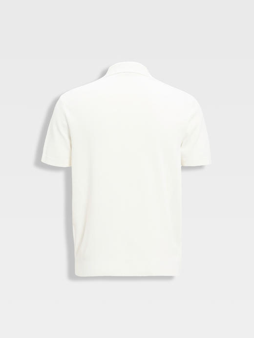 callisto白色双层领口丝棉混纺弹力T恤 商品图1