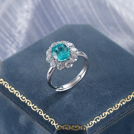 子佩集【湛蓝之恋】S925银戒指【RM0499-XF】培育宝石帕拉伊巴蓝碧玺大号2510 商品图2