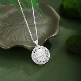 子佩集【莲花顺意】S990银吊坠【QFDZ043】花丝吊坠可旋转（不含链）2510