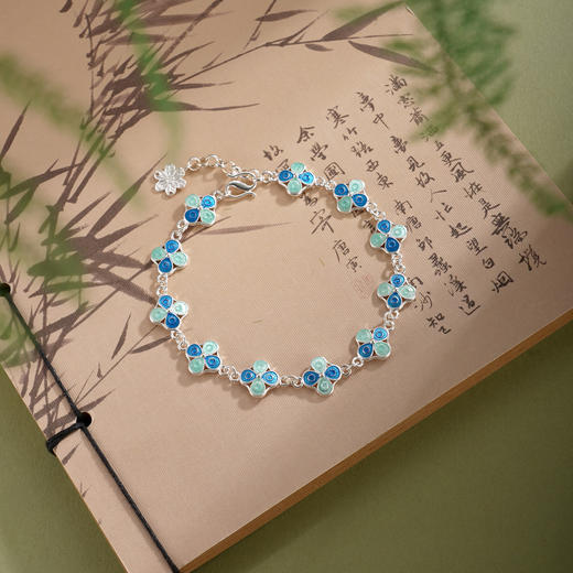 子佩集【四叶安好】S990银手链【MXSL011】四叶草花丝珐琅彩2510 商品图1