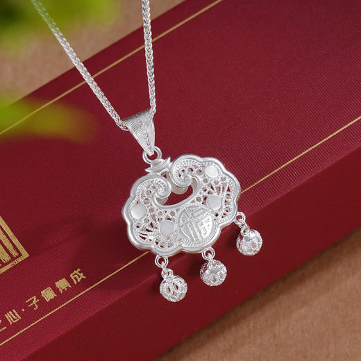 子佩集S990银【福秀锁】套链项链【QFDZ028花丝锁2509 商品图3