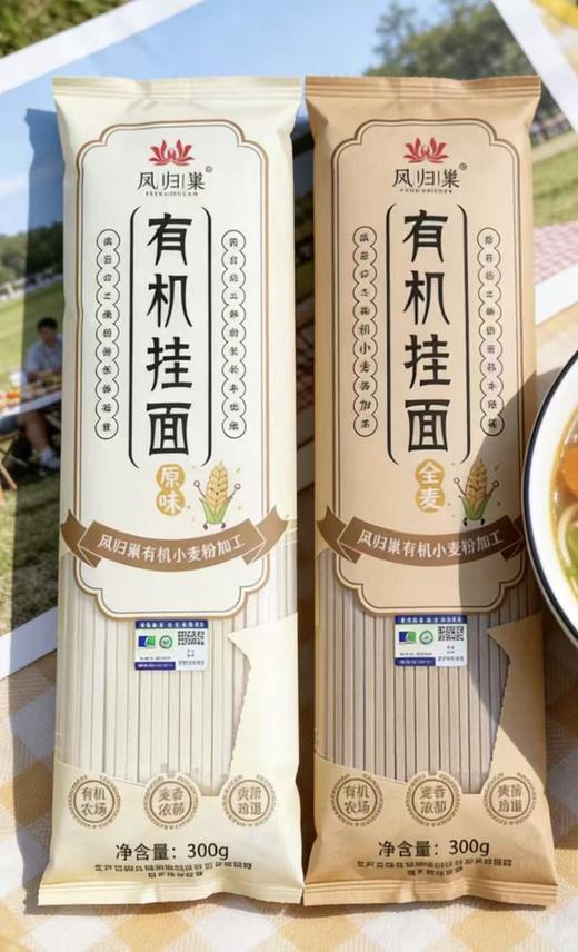 凤归巢 有机挂面300g 原味和全麦 劲道面条 原料凤归巢有机石磨面粉 商品图3