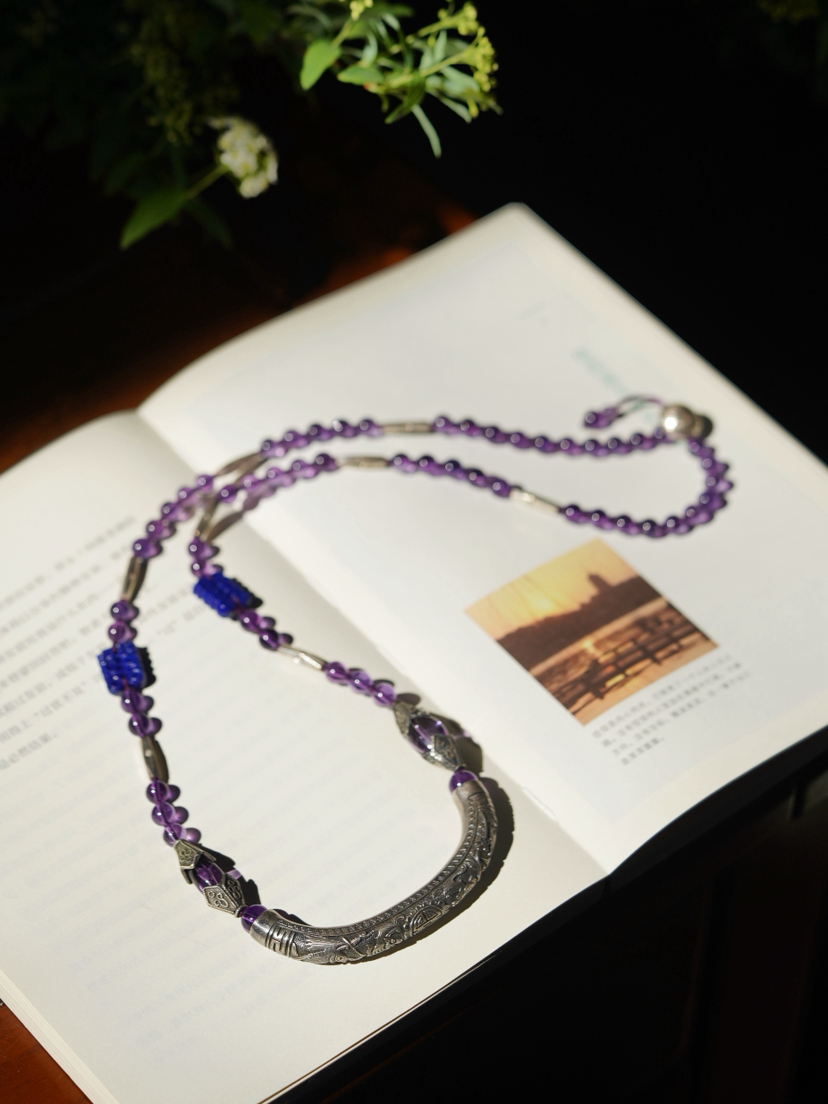老银紫水晶项链