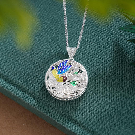 【释槐鸟】-子佩集纯银奔鸟套链项链【QFDZ004】花丝珐琅彩2509 商品图4