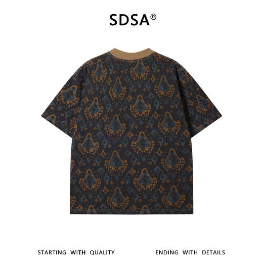 26T170SDSA男装2026新款高贵轻奢时尚简约撞色抽象图案圆领短袖T恤百搭 商品图1