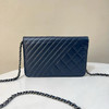 Chanel woc 蓝银 V纹拼格纹 油蜡牛皮 链条包 商品缩略图1
