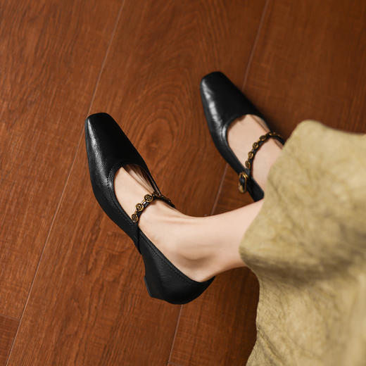 阿么手工女鞋复古一字带浅口单鞋女款2026软底通勤玛丽珍鞋3.5CM 商品图1