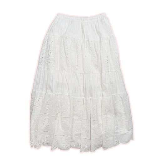 人间理想 波西米亚+南法一字肩小上衣 大A摆 蛋糕半裙 100棉重工镂空刺绣 一套搭配很仙 商品图4