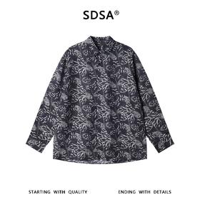 SDSA男装2026新款高贵轻奢潮牌时尚满印植物花卉长袖衬衫百搭休闲