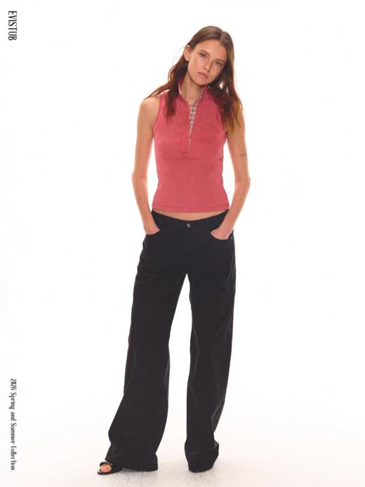 Evistub girls/E-6CBX1824/E-6CBX1815/美式复古做旧亨利领背心 商品图3