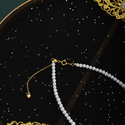 子佩集【翠纳福祥】银S925珍珠AOYA奥雅项链【QNX0017】3mm珠纳福碧玉镀金2512 商品图2