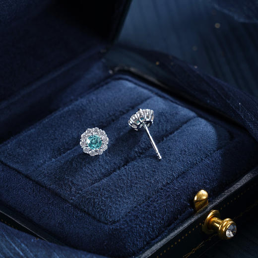子佩集【花开海畔】S925银耳钉【EM3113-XF】培育宝石帕拉伊巴蓝碧玺太阳花2510 商品图2