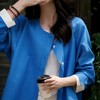 LONGNVFAIR克莱因蓝纯棉假两件拼接衬衫 通勤懒人福音 省去叠穿烦恼 商品缩略图0