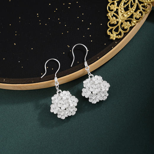 子佩集【繁花簇锦】S990银耳环【QFES047】花丝立体双面花朵2510 商品图0