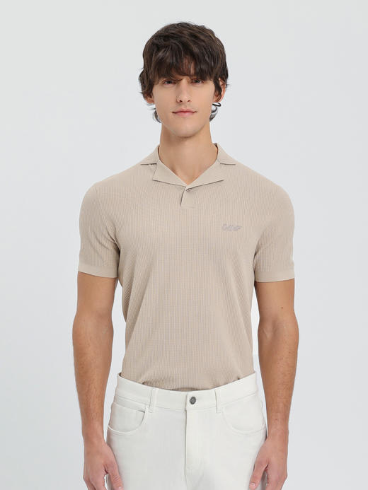 callisto卡其燕子领长绒棉弹力T恤 商品图2