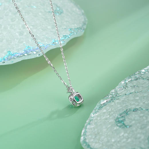 子佩集【青翠芳华】S925银套链【PM2288-XF】培育宝石祖母绿小方块2510 商品图2