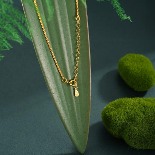 子佩集【翎舞芳华】S925银套链【DZ04976】镀金孔雀平安扣和田玉古法银项链2510 商品图7