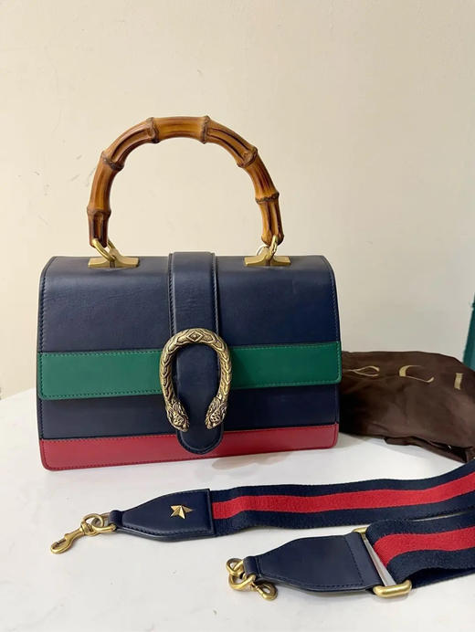 Gucci 竹节 酒神 拼色  box牛皮 斜挎包 商品图0