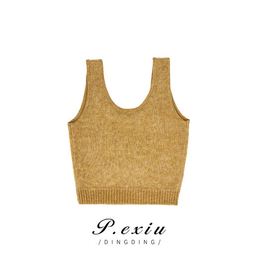 03-4潘依绣丁丁宠粉PanYiXiu/潘依绣秋季新品小众百搭时尚提花马海毛织背心 M1468 商品图1