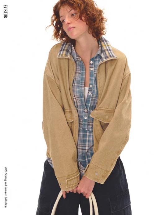 Evistub girls/E-6CWT1916/90S复古回溯做旧工装夹克 商品图0