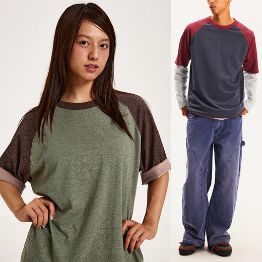 CryingCenter 卷边撞色插肩短袖男女款 哭喊中心 商品图1