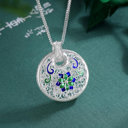 子佩集S990银莲花套链【WBHHDZ-6】珐琅彩花丝项链2509 商品图0