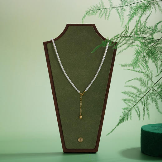 子佩集【竹福好运】银S925珍珠AOYA奥雅项链【QNX0009】3mm珠竹叶镀金2512 商品图3