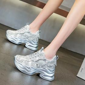 春夏女鞋新款运动鞋，厚底松糕内增高老爹鞋网面透气轻便跑步鞋AM503