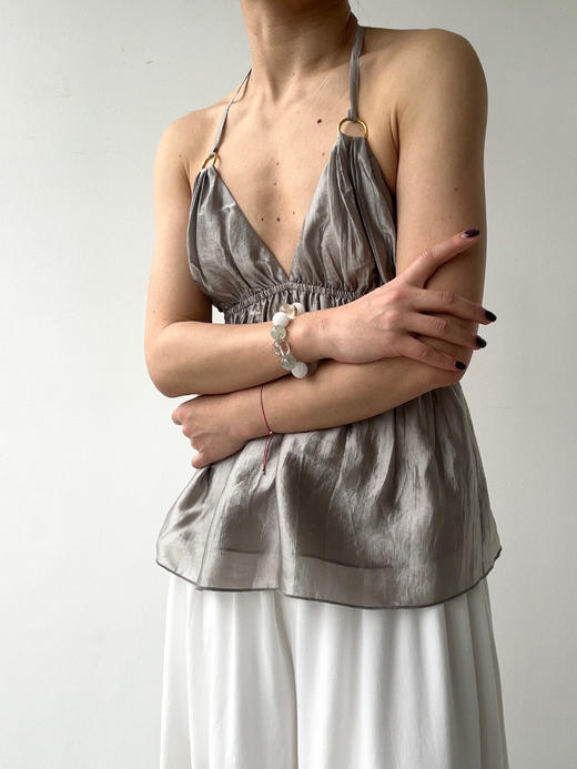 SIJIA｜SS2627 银灰⾦属环挂脖上⾐ 商品图4